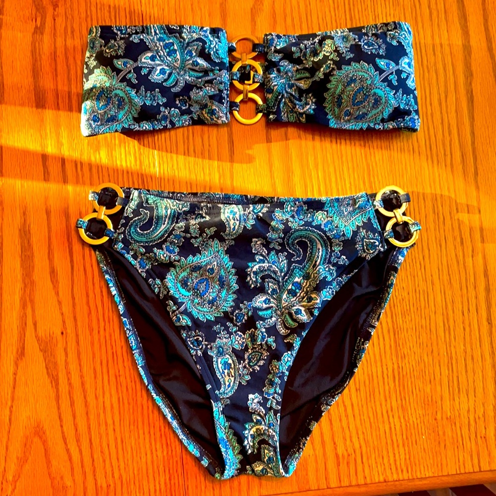 Michael Kors Blue Paisley Bikini NEW